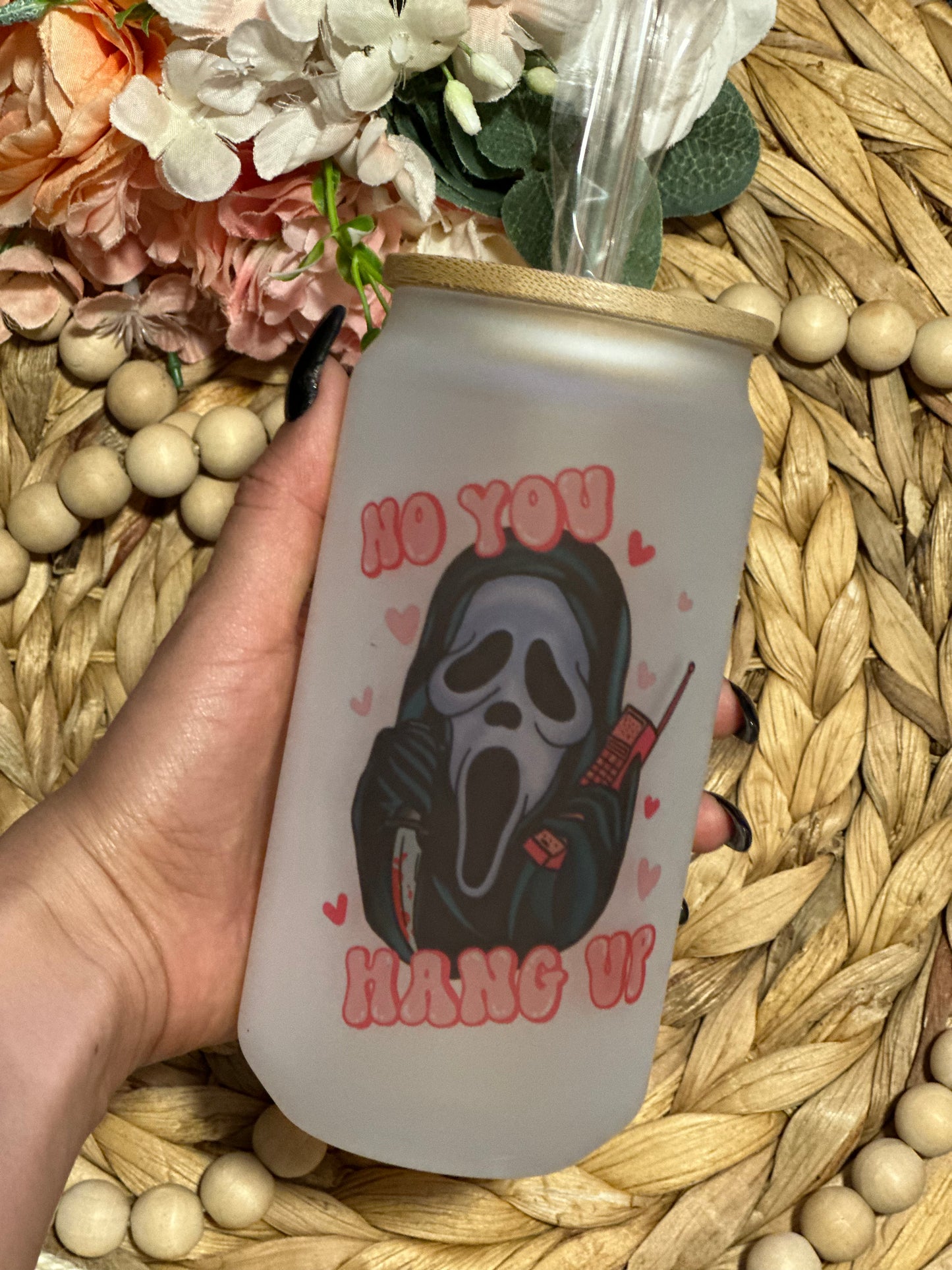 Ghost Face Glass Can